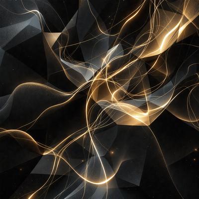 The primary subject of the image is a yellow and black abstract art piece. The setting is a dark background, which contrasts with the bright colors of the artwork. The visual style is a combination of digital art and illustration, creating a unique and eye-catching design. The dominant colors are yellow and black, giving the artwork a bold and vibrant appearance. The overall atmosphere is energetic and dynamic, reflecting the movement and flow of the artwork.